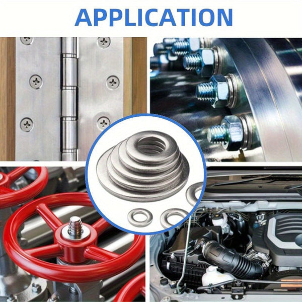 Planet Gates 80-580pcs 304 Stainless Steel Flat Washers, For Screws, Bolts, Fender Washers Assortment Kit, Locking Metal Washers Kit (M2 M2.5 M3 M4 M5 M6 M8 M10)