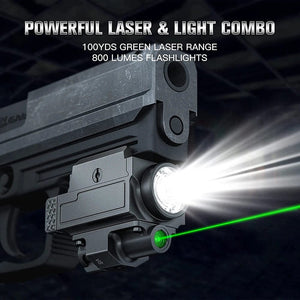 Planet Gates 800 Lumens Weapon Gun Light Red Green Laser Sight Pistol Light Red Green Dot Sight Combo Rechargeable Flashlight for Picatinny