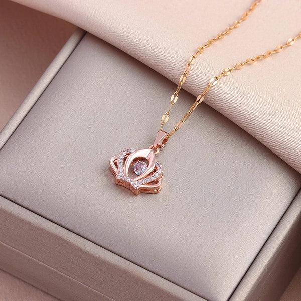 Planet Gates 8004 rose gold New In Sweet Sexy Beating Heart Series Pendant Necklaces For Women Luxury Fashion Female Stainless Steel Clavicle Chain Jewelry