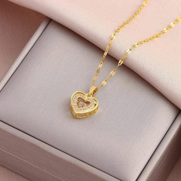 Planet Gates 8018 New In Sweet Sexy Beating Heart Series Pendant Necklaces For Women Luxury Fashion Female Stainless Steel Clavicle Chain Jewelry