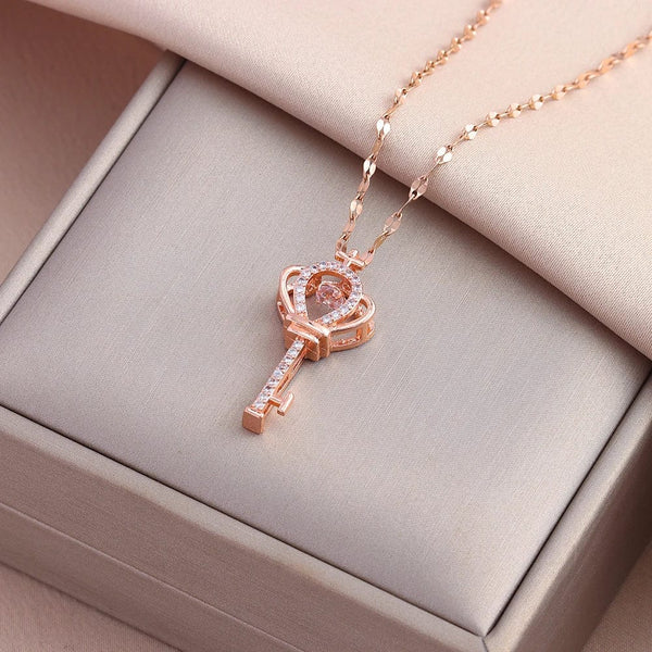 Planet Gates 8020 rose gold New In Sweet Sexy Beating Heart Series Pendant Necklaces For Women Luxury Fashion Female Stainless Steel Clavicle Chain Jewelry