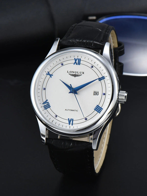 Planet Gates 8020LP  white black Man watch automatic movement roman style wholesale automatic watch  leather waterproof date LONGLUX mechanical wrist watches