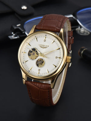 Planet Gates 8020P White gold Man watch automatic movement elegant style wholesale automatic watch for men rome skeleton items LONGLUXmechanical wrist watches