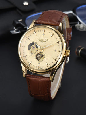 Planet Gates 8020PGolden Man watch automatic movement elegant style wholesale automatic watch for men rome skeleton items LONGLUXmechanical wrist watches