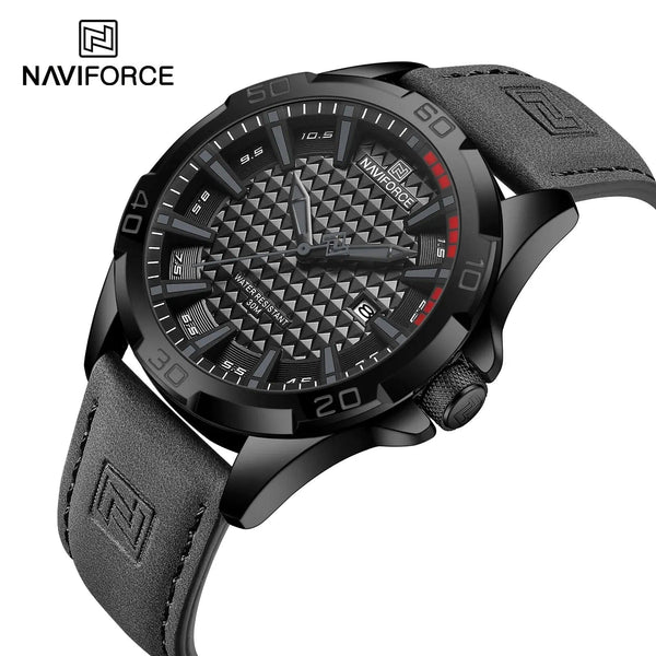 Planet Gates 8023 Black brown NAVIFORCE Men Casual Sport Military Quartz Calendar Wrist Watch for Man Business Leather Waterproof Male Clock Relogio Masculino