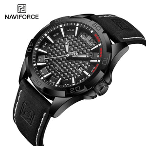 Planet Gates 8023 Black brown NAVIFORCE Men Casual Sport Military Quartz Calendar Wrist Watch for Man Business Leather Waterproof Male Clock Relogio Masculino