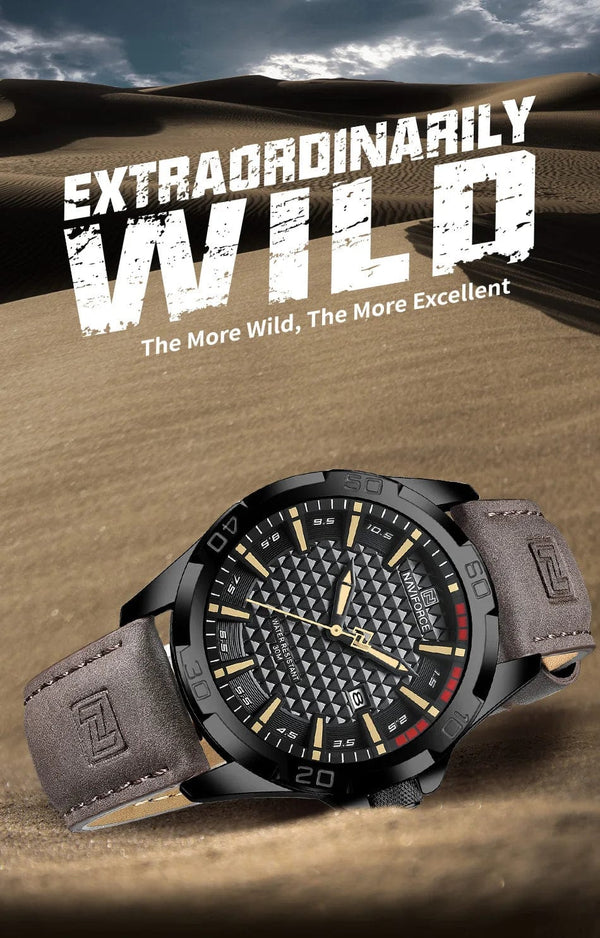 Planet Gates 8023 Black brown NAVIFORCE Men Casual Sport Military Quartz Calendar Wrist Watch for Man Business Leather Waterproof Male Clock Relogio Masculino