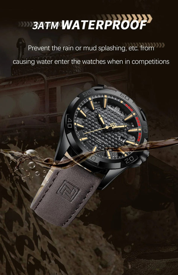 Planet Gates 8023 Black brown NAVIFORCE Men Casual Sport Military Quartz Calendar Wrist Watch for Man Business Leather Waterproof Male Clock Relogio Masculino