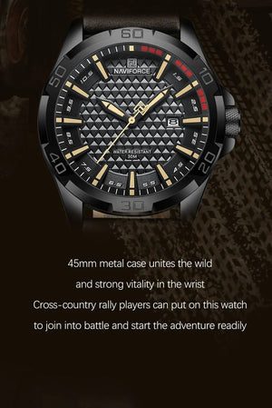 Planet Gates 8023 Black brown NAVIFORCE Men Casual Sport Military Quartz Calendar Wrist Watch for Man Business Leather Waterproof Male Clock Relogio Masculino