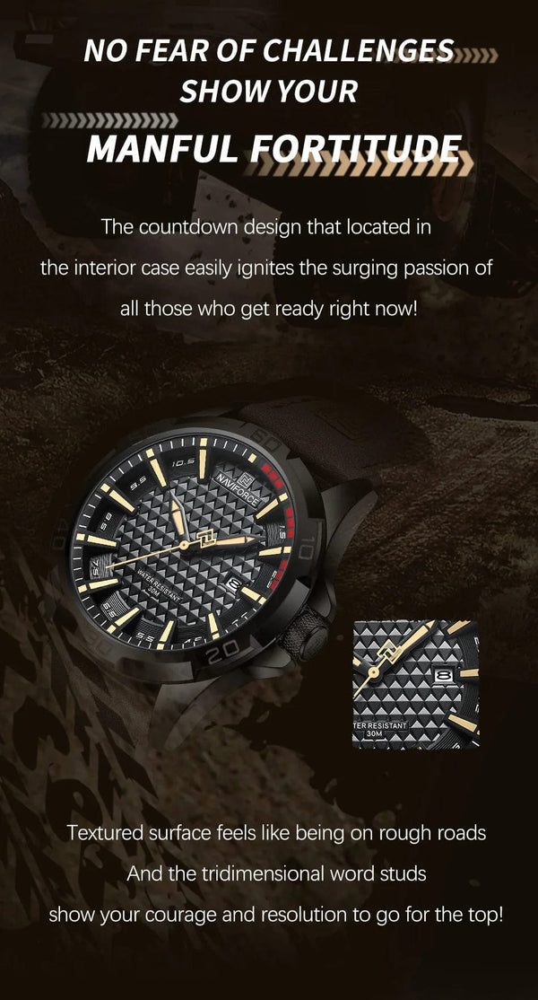 Planet Gates 8023 Black brown NAVIFORCE Men Casual Sport Military Quartz Calendar Wrist Watch for Man Business Leather Waterproof Male Clock Relogio Masculino