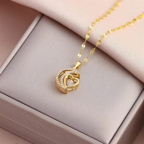 Planet Gates 8098 New In Sweet Sexy Beating Heart Series Pendant Necklaces For Women Luxury Fashion Female Stainless Steel Clavicle Chain Jewelry