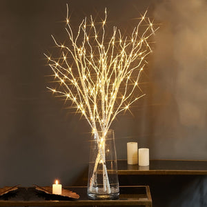 Planet Gates 80cm/2.62ft 1pc 79.86cm 50LED Luminous White Birch Branch Decorative Light, Simulated Artificial Branch Powered By Battery, For Indoor And Outdoor Christmas, Wedding, Party, Home Decoration