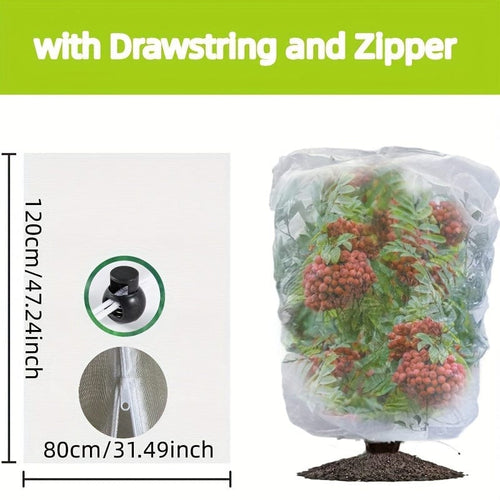 Planet Gates 80cm/31.49in*120cm/47.24in 1pc Garden Net, Blueberry Shrub Plant Cover with Drawstring and Zipper Bird Net Plant Cover Fruit Berry Shrub Tree Tomato Cover Insect Squirrel Animal, Fruit Plant Jacket Protective Bag