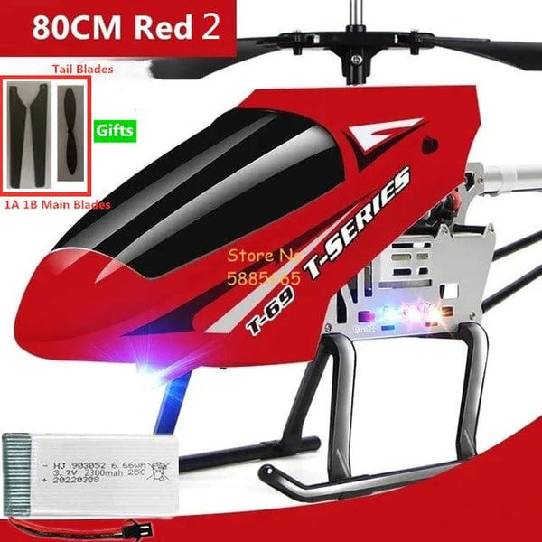 Planet Gates 80CM Big Alloy Remote Control Helicopter Model Dual Flexible Propeller Anti-Crash LED Colorful Light Electric RC Helicopter Toy