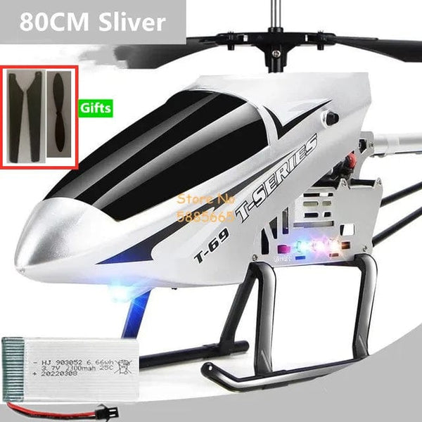 Planet Gates 80CM Big Alloy Remote Control Helicopter Model Dual Flexible Propeller Anti-Crash LED Colorful Light Electric RC Helicopter Toy