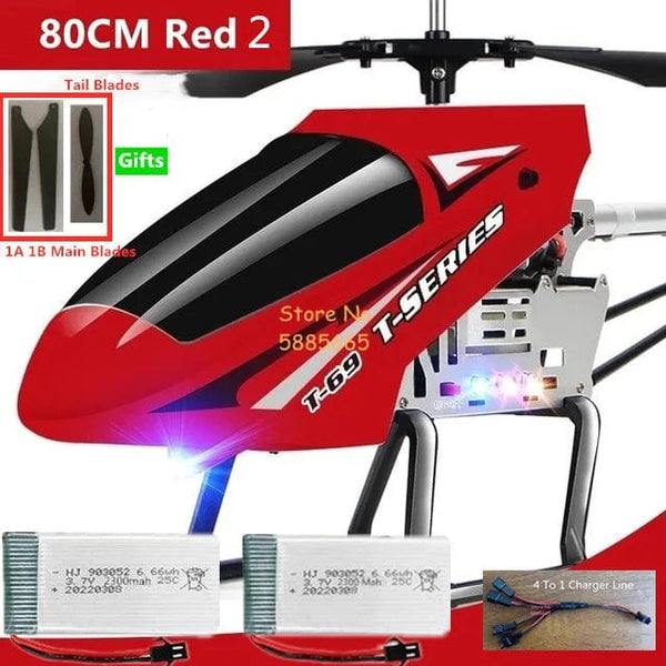 Planet Gates 80CM Big Alloy Remote Control Helicopter Model Dual Flexible Propeller Anti-Crash LED Colorful Light Electric RC Helicopter Toy
