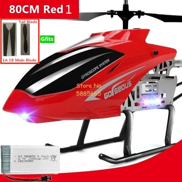 Planet Gates 80CM Big Alloy Remote Control Helicopter Model Dual Flexible Propeller Anti-Crash LED Colorful Light Electric RC Helicopter Toy