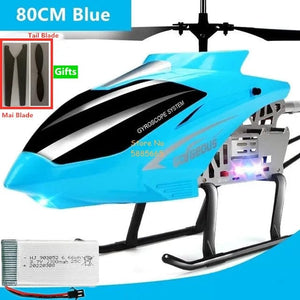 Planet Gates 80CM Big Alloy Remote Control Helicopter Model Dual Flexible Propeller Anti-Crash LED Colorful Light Electric RC Helicopter Toy