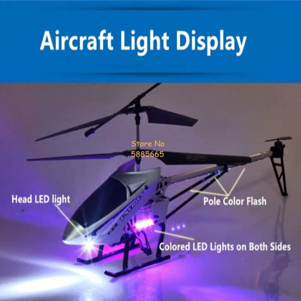 Planet Gates 80CM Big Alloy Remote Control Helicopter Model Dual Flexible Propeller Anti-Crash LED Colorful Light Electric RC Helicopter Toy