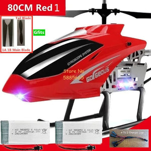 Planet Gates 80CM Red1 2Battery / CHINA 80CM Big Alloy Remote Control Helicopter Model Dual Flexible Propeller Anti-Crash LED Colorful Light Electric RC Helicopter Toy