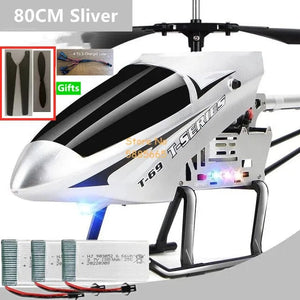 Planet Gates 80CM Silver 3Battery / CHINA 80CM Big Alloy Remote Control Helicopter Model Dual Flexible Propeller Anti-Crash LED Colorful Light Electric RC Helicopter Toy