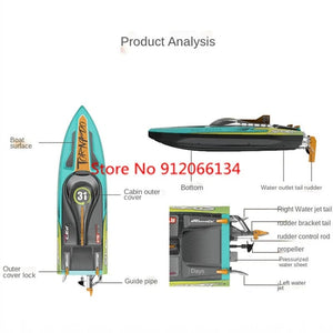 Planet Gates 80KM/H Brushless RC Speedboat Double Layer Waterproof 48CM 200M RC Racing Boat Capsize Reset Professional RC Speedboat Adult Toy