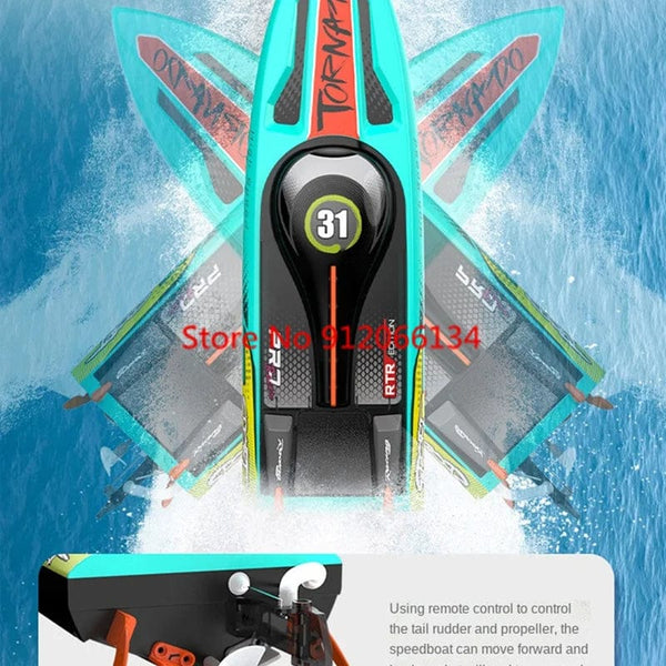 Planet Gates 80KM/H Brushless RC Speedboat Double Layer Waterproof 48CM 200M RC Racing Boat Capsize Reset Professional RC Speedboat Adult Toy
