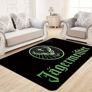 Planet Gates 80x120cm-31.5x47.2inch 1pc Thickened Jagermeister Logo Carpet For Living Room Bedroom, Home Decoration Coffee Table Large Area Rugs, Lounge Floor Mat, Non-Slip Rugs For Bedroom, Home Decor, Room Decor