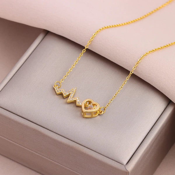 Planet Gates 8119 New In Sweet Sexy Beating Heart Series Pendant Necklaces For Women Luxury Fashion Female Stainless Steel Clavicle Chain Jewelry