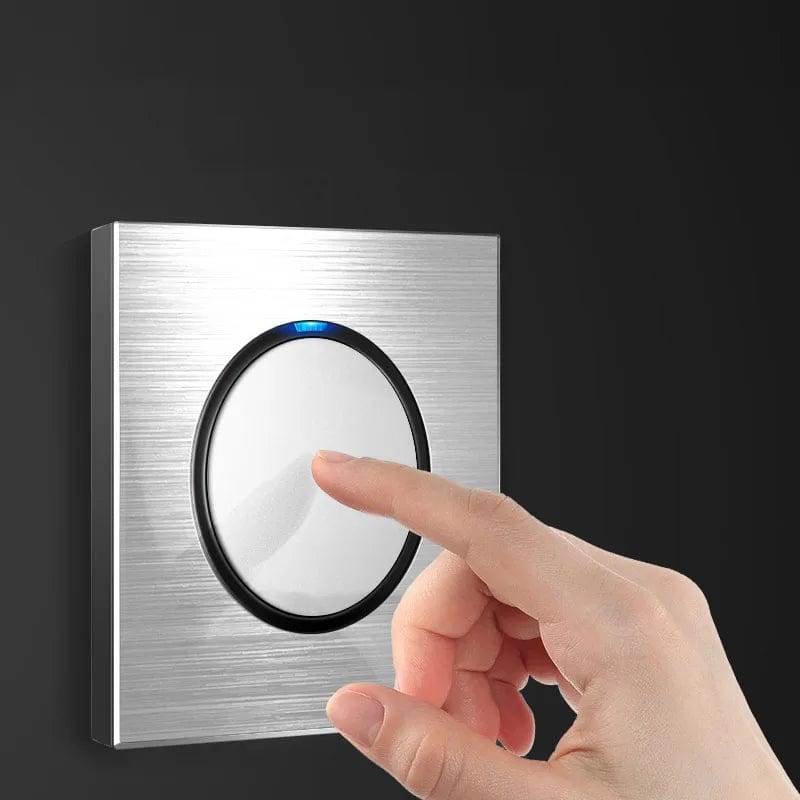 Planet Gates 86 type 1 2 3 4 gang 1 2 way Silver aluminum alloy panel Switch socket LED use round box Industry German EU French light socket