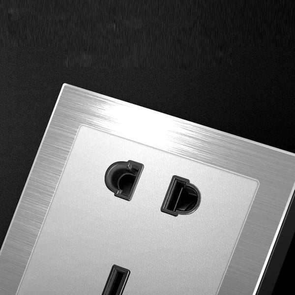Planet Gates 86 type 1 2 3 4 gang 1 2 way Silver aluminum alloy panel Switch socket LED use round box Industry German EU French light socket