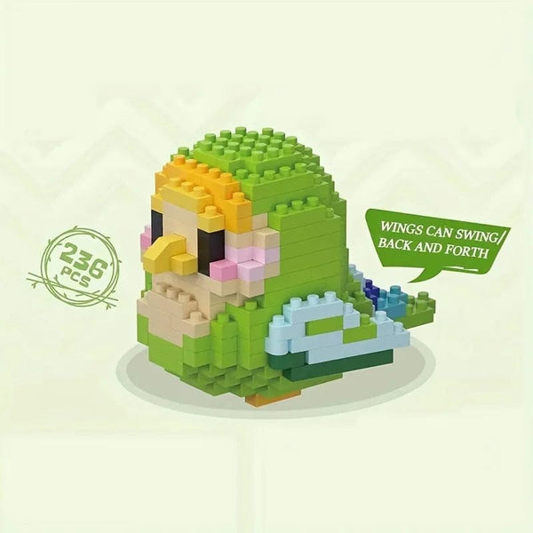 Planet Gates 8909 Creative DIY Cartoon Cute Birds, Parrots, Sparrows, Animal Building Blocks, Bird Assembly Model Toys, Home Decoration Gifts