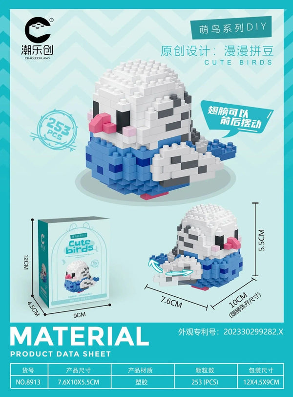 Planet Gates 8913 nobox / S Cute Parrot Birds Micro Building Blocks Cockatiel Budgerigar DIY Assembled Pigeon Macaw 3D Model Mini Brick Figure Toys For Kids