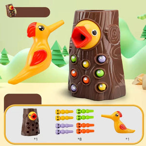 Planet Gates 8AS / CHINA Montessori Educational Toys for Children Woodpecker Catch Worms Toy Toddler Kids Magnetic Games for Babi Development Busy Board