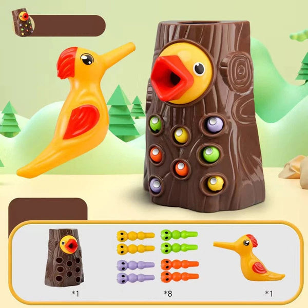 Planet Gates 8AS / CHINA Montessori Educational Toys for Children Woodpecker Catch Worms Toy Toddler Kids Magnetic Games for Babi Development Busy Board