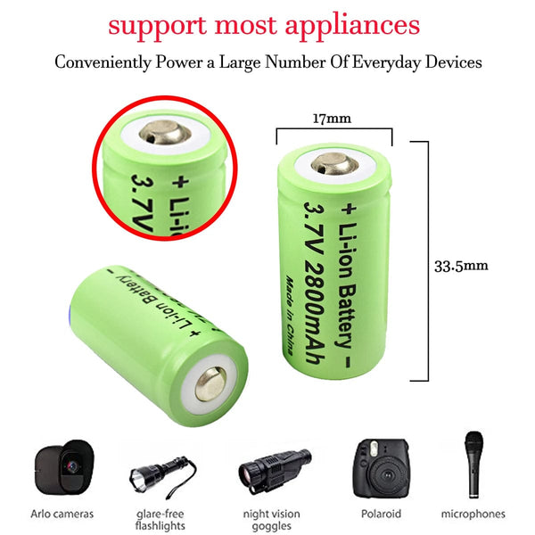 Planet Gates 8battery / CHINA Powtree 16P 2800mAh Rechargeable 3.7V Li-ion 16340 Batteries CR123A RCR 123 ICR Battery for LED Flashlight Travel Wall Charger