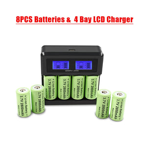 Planet Gates 8battery / CHINA Powtree 16P 2800mAh Rechargeable 3.7V Li-ion 16340 Batteries CR123A RCR 123 ICR Battery for LED Flashlight Travel Wall Charger