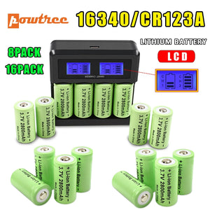 Planet Gates 8battery / CHINA Powtree 16P 2800mAh Rechargeable 3.7V Li-ion 16340 Batteries CR123A RCR 123 ICR Battery for LED Flashlight Travel Wall Charger