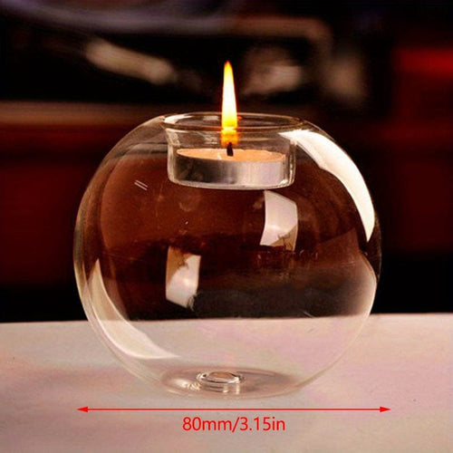 Planet Gates 8cm/3.15in 1pc Transparent Glass Candle Holder, European Glass Round Candle Holder, Home Decoration Ornament, Glass Crafts, Round Votive Candle Holders Bulk Transparent Crystal Glass Tealight Candlestick For Wedding Party Office Decor