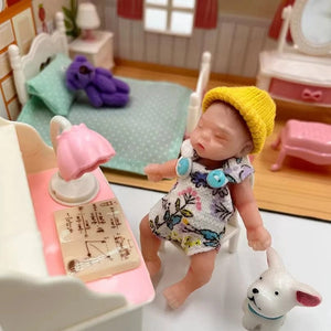 Planet Gates 8cm Cute Mini Silicone Bebe Reborn Girl With 2 Sets Mini Outfits for Each Reborn Baby Girl Soft Touching Feeling Flexible Doll