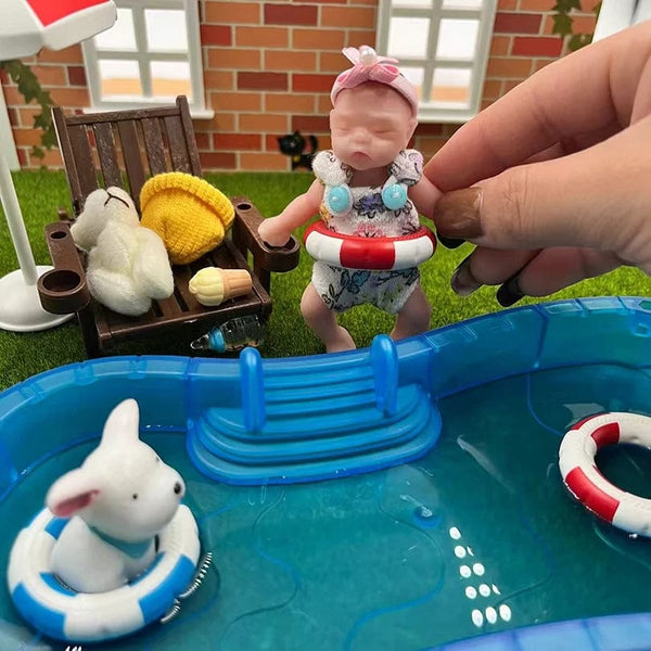 Planet Gates 8cm Cute Mini Silicone Bebe Reborn Girl With 2 Sets Mini Outfits for Each Reborn Baby Girl Soft Touching Feeling Flexible Doll