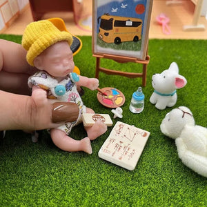 Planet Gates 8cm Cute Mini Silicone Bebe Reborn Girl With 2 Sets Mini Outfits for Each Reborn Baby Girl Soft Touching Feeling Flexible Doll