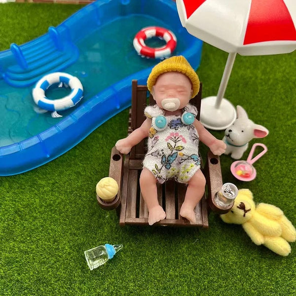 Planet Gates 8cm Cute Mini Silicone Bebe Reborn Girl With 2 Sets Mini Outfits for Each Reborn Baby Girl Soft Touching Feeling Flexible Doll