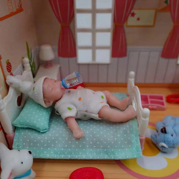 Planet Gates 8cm Cute Mini Silicone Bebe Reborn Girl With 2 Sets Mini Outfits for Each Reborn Baby Girl Soft Touching Feeling Flexible Doll