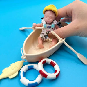 Planet Gates 8cm Cute Mini Silicone Bebe Reborn Girl With 2 Sets Mini Outfits for Each Reborn Baby Girl Soft Touching Feeling Flexible Doll