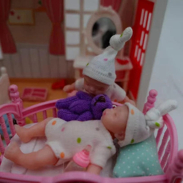 Planet Gates 8cm Cute Mini Silicone Bebe Reborn Girl With 2 Sets Mini Outfits for Each Reborn Baby Girl Soft Touching Feeling Flexible Doll