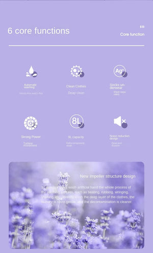 Planet Gates 8L Portable Small Foldable Washing Machine with Spin Dryer For Socks Underwear Panties Washer Household Mini Washing Machine