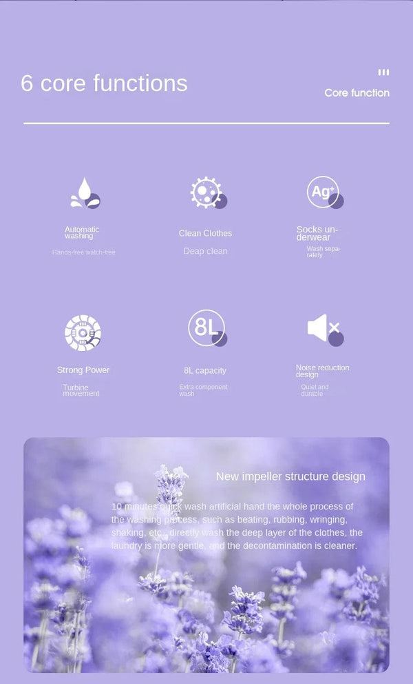 Planet Gates 8L Portable Small Foldable Washing Machine with Spin Dryer For Socks Underwear Panties Washer Household Mini Washing Machine