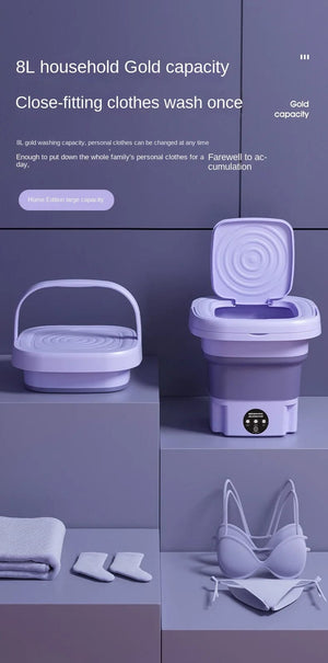 Planet Gates 8L Portable Small Foldable Washing Machine with Spin Dryer For Socks Underwear Panties Washer Household Mini Washing Machine