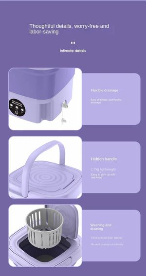 Planet Gates 8L Portable Small Foldable Washing Machine with Spin Dryer For Socks Underwear Panties Washer Household Mini Washing Machine
